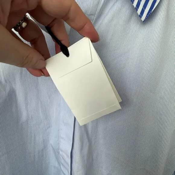 CO Essentials Blue & White Striped Cotton Poplin Shirt NEW Size Small - Picture 12 of 14